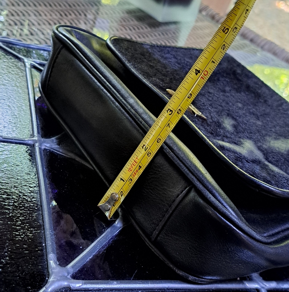 Fossil Vintage Black Leather with Cow Hair Flap Messenger Bag. CLOSET SALE. - Picture 12 of 12